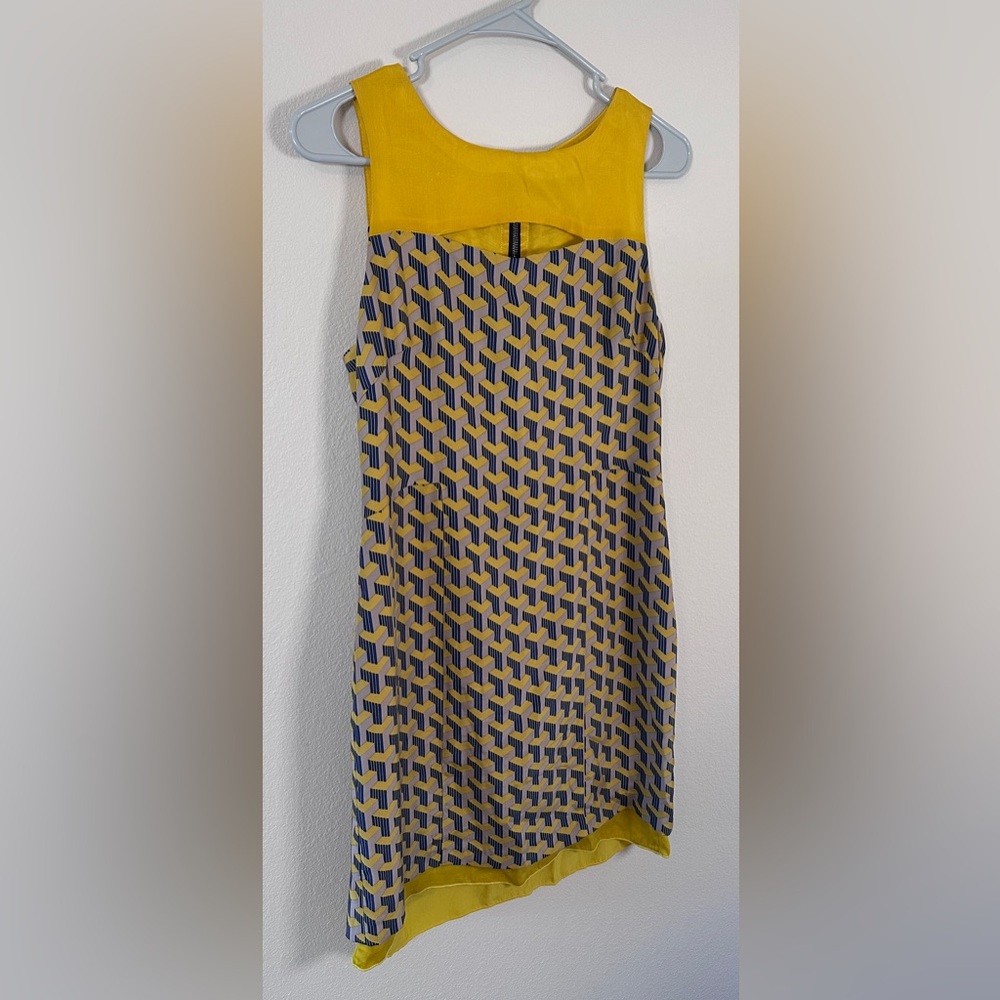 Rag & Bone Chelsea Yellow/blue Organza Sleeveless 100% Silk Mini Dress Sz 2 - Picture 3 of 8